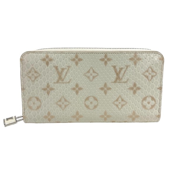 LOUIS VUITTON/ルイヴィトン ビトン N97773 ジッピーウォレット ラウンドファスナー モノグラム パイソン 長財布 ホワイト レディース