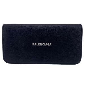BALENCIAGA/バレンシアガ 594289 ロゴ レザー 長財布 ブラック ユニセックス ブランド