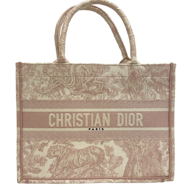 Christian Dior/クリスチャンディオール トワル ドゥ ジュイ エンブロイダリー ブックトート ミディアム キャンバス トートバッグ ピンク