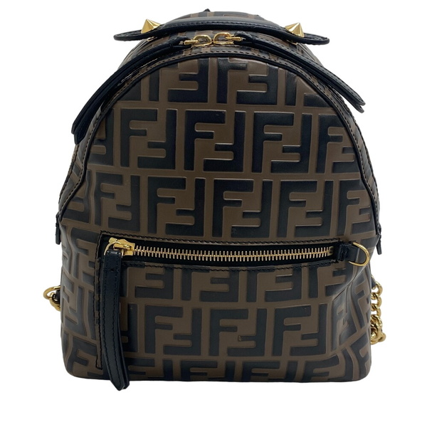 FENDI/フェンディ 8BZ038 バイザウェイ ズッカ レザー リュック・デイパック ブラウン レディース ブランド