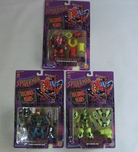 VINTAGE 90s Spider-Man TECHNO WARS figure * doll 3 body set unopened goods Vintage TOY-BIZ VAULT GUARDSMAN ULTIMATE OCTOPUS