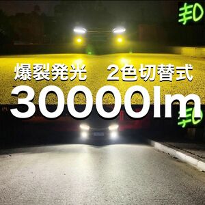 最新LEDチップ採用 30000lm イエロー ホワイト 2色切替式 明るい 高耐久性 d