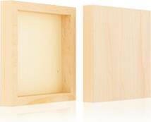 ウッドキャンバスボード 木製パネル 張りキャンバス キャンバス S0 180x180mm 画材 木製フレーム 画板 油絵 絵画2枚セット_画像1