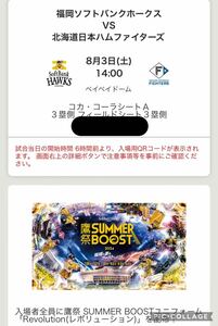 鷹祭SUMMERBOOST コカコーラシート ペアチケット