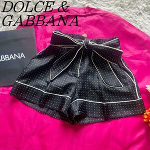 【美品】DOLCE&GABBANA ドット柄ショートパンツ 総柄 リボン 36 ドルチェアンドガッバーナ　S