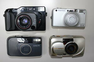  film camera 4 pcs. set electrification OK Canon Autoboy,PENTAX ESPIO,KYOCERA LYNX70,OLYMPUS μZOOM 140