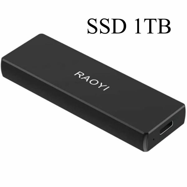 RAOYI 外付けSSD 1TB USB3.1 Gen2 ミニSSD ポータブルSSD 転送速度550MB/秒(最大) Type-C対応 PS4/ラップトップ/X-box適用 超高速 防滴 黒