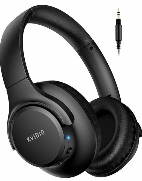 ワイヤレス ヘッドホン KVIDIO Bluetooth 5.3 65時間再生 40mm HD ドライバーユニット マイク内蔵 有線 無線 両用 ハンズフリー ブラック