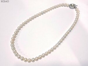 【送料無料】 真珠 パールネックレス 約6.4～6.9mm 留め具 SILVER シルバー レディース アクセサリー M354OK