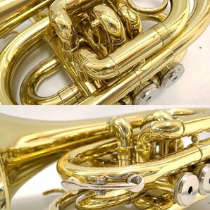 J.Michael Jマイケル ポケットトランペット マウスピース ゴールド ハードケース付き 金管楽器 M376OAの画像5