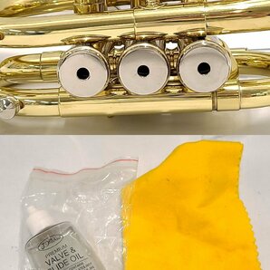 J.Michael Jマイケル ポケットトランペット マウスピース ゴールド ハードケース付き 金管楽器 M376OAの画像7