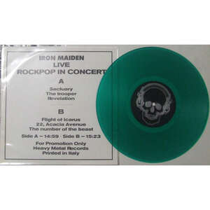  iron Maiden [lai block pop concert Tour ]1981 year green vinyl record [Live rockpop in concert de Iron Maiden] rare record 