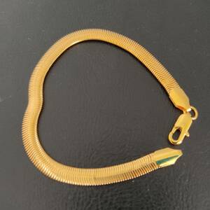 1円スタート スネークチェーン ブレスレット 18K Gold Plated 18KGP 鍍金 ゴールド Bracelet 20cm メンズ レディース ユニセックス 326