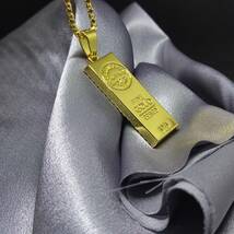 1円スタート インゴット ネックレス 18K Gold Plated 18KGP 鍍金 延べ棒 ゴールド necklace 75㎝ レディース メンズ ユニセックス 157_画像5