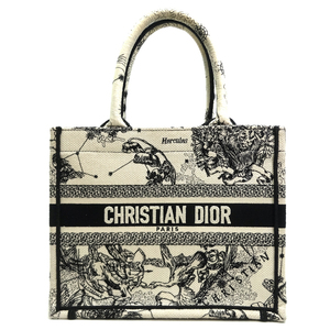 ［飯能本店］Christian Dior クリスチャンディオール ブックトート スモール M1265zrhz ハンドバッグ アイボリー キャンバス DH81083