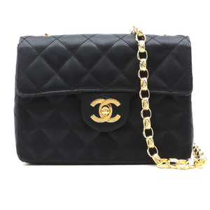 ［銀座店］CHANEL シャネル ミニ マトラッセ 17 チェーン A35200 ショルダーバッグ サテン ブラック レディース DH81137