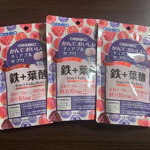 かんでおいしいチュアブルサプリ 鉄＋葉酸 120粒×3袋 オリヒロ