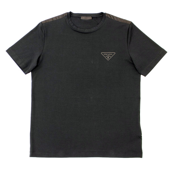 送料無料 2 PRADA プラダ UJN880 1U1R ブラック Tシャツ カットソー 半袖 ロゴ size M
