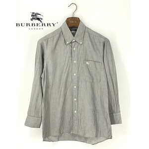 A8299/春夏 BURBERRY LONDON バーバリー ロンドン コットン ボタンダウン 長袖 ドレス カッター Yシャツ M程 灰色/メンズ 高島屋 スーツ用