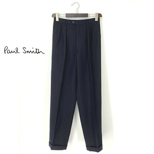 A7532/美品 春夏 Paul Smith ポールスミス ウール 無地 テーパード スラックス パンツ トラウザーズ 76 S程 濃紺/メンズ スーツ用 ビジネス