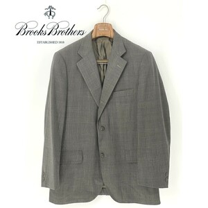 A8461/極美品 春夏 BROOKS BROTHERS ブルックスブラザーズ ウール チェック テーラード 段返り シングル3BジャケットB6 M程 灰色 茶/メンズ