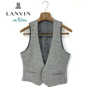 A6298/美品 春夏 LANVIN en Bleu ランバンオンブルー ウール コットン おしゃれ カジュアル ベスト ジレ 48 灰色/メンズ スーツ用 ベジネス