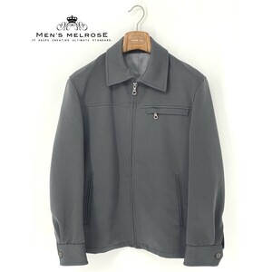 A9033/極美品 秋冬 MEN’S MELROSE メルローズ ナイロン 無地 襟付き 長袖 ジップアップ ワーク ブルゾン ジャケット 3 M程 灰色 メンズ