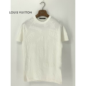 A8970/極美品 春夏 LOUIS VUITTON ルイ・ヴィトン 半袖 デザイン アート 凸凹 総柄 クルーネック Tシャツ カットソー S 白 メンズ