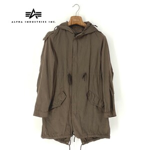 A6801/秋冬 ALPHA INDUSTRIES アルファインダストリーズ コットン ジップアップ フード パーカー ミリタリー モッズ コート M 茶/メンズ