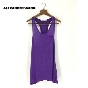 A6770/極美品 春夏 ALEXANDER WANG アレキサンダーワン レーヨン タンクトップ ノースリーブ 膝丈 チュニック ワンピース M 紫/レディース