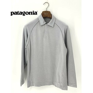 A8734/春夏 patagonia パタゴニア 裾ロゴ刺繍 無地 長袖 ヘンリーネック ラグラン ロンT Tシャツ カットソー XS 灰色 メンズ アウトドア