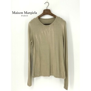 A8496/訳あり 春夏 MARTIN MARGIELA マルタン マルジェラ レーヨン シルク 長袖 Tシャツ カットソー M ベージュ/メンズ ここのえ