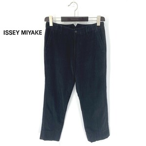 A6616/ビンテージ 80s 訳あり 春夏 ISSEY MIYAKE イッセイミヤケ コットン 無地 テーパード パンツ スラックス トラウザーズ 2 黒/メンズ