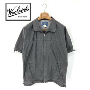 A6462/ビンテージ 90s 美品 春夏 Woolrich ウールリッチ ピグメント加工 ジップアップ ミリタリー ワーク シャツ ジャケット M 黒/メンズ