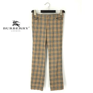 A7233/極美品 春夏 BURBERRY LONDON バーバリーロンドン ウール ノバチェック テーパード スラックス パンツ 36 ベージュ/レディース