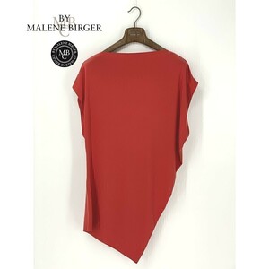 A8516/極美品 春夏 BY MALENE BIRGER バイマレーネビルガー ノースリーブ 変形 ロング カットソー ミニ 膝丈 ワンピース XS 赤/レディース