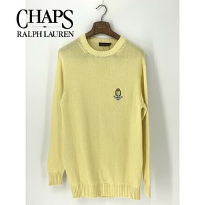 A8509/春夏 CHAPS RALPH LAUREN チャップス ラルフローレン ウール 長袖 ニット リブ セーター LL 黄色 日本製/メンズ カーディガン 日登美