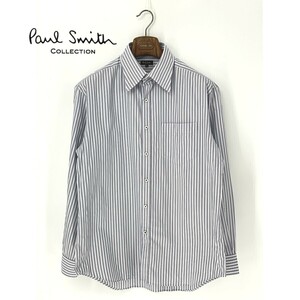 A8920/極美品 春夏 Paul Smith COLLECTION ポールスミス コットン 長袖 ストライプ ドレス カッター Yシャツ スーツ用 ビジネスXL白 メンズ