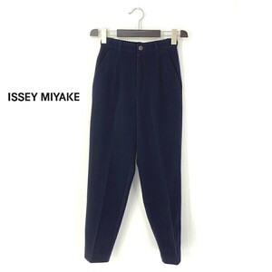 A7339/ビンテージ 80s 極美品 春夏 IS ISSEY MIYAKE イッセイミヤケ ウール テーパード スラックス パンツ トラウザーズS程 9紺/レディース