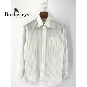 A6243/春夏 BURBERRY バーバリー コットン リネン ストライプ カジュアル カッター Yシャツ 38-78 白/日本製 メンズ スーツ用 ビジネス