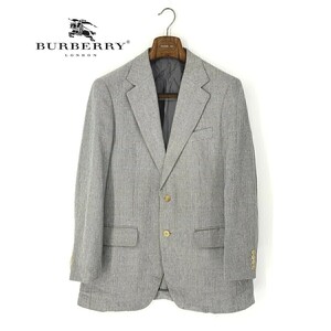 A6939/春夏 背抜き BURBERRY LONDON バーバリーロンドン ウール シルク リネン テーラード シングル2Bジャケット A6 175 灰色/メンズ