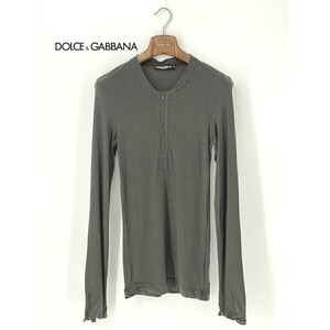 A8590/美品 春夏 DOLCE&GABBANA ドルチェアンドガッバーナ ウール 長袖 ヘンリーネック ニット セーター 46 M程 緑/メンズ カーディガン