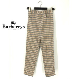 A7524/ビンテージ 90s 極美品 春夏 Burberry バーバリー コットン ノバチェック テーパード スラックス パンツ 10 M程 ベージュ/レディース