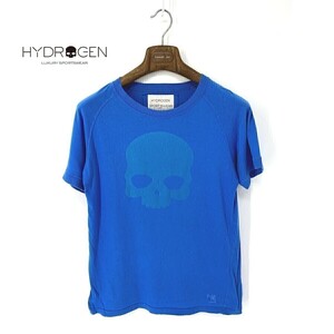 A6206/春夏 HYDROGEN ハイドロゲン コットン ビッグロゴ スカル ドクロ クルーネック 半袖 カットソー Tシャツ S 青/メンズ 三喜商事