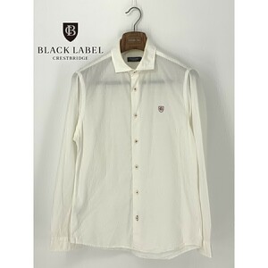 A8370/春夏 BLACK LABEL CRESTBRIDGE ブラックレーベル クレストブリッジ ロゴ刺繍 総柄 コットン 長袖 カッター Yシャツ3 L程 白/メンズ