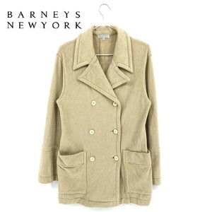 A5825/美品 秋冬 裏地なし BARNEYS NEW YORK バーニーズ ニューヨーク 起毛 トレンチ ダブル Pコート 38 ベージュ/日本製 レディース