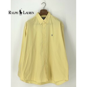 A8060/春夏 POLO RALPH LAUREN ポロ ラルフローレン コットン ボタンダウン 長袖 カジュアル ドレス Yシャツ XXL 黄色/メンズ 大きいサイズ