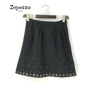 A6980/ beautiful goods spring summer repetto Repetto art hole design stylish total pattern knees height flair gya The - pleated skirt S degree M degree black / lady's 