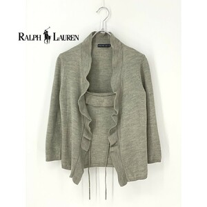 A7977/ spring summer POLO RALPH LAUREN Polo Ralph Lauren wool ensemble camisole frill knitted rib cardigan M grey / lady's 