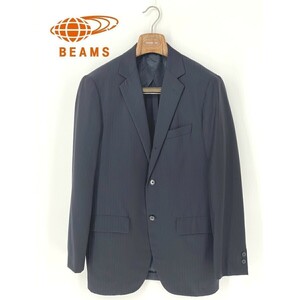 A9041/春夏 BEAMS ビームス カノニコ Super110's ウール シャドーストライプ 段返り テーラード シングル3Bジャケット 40 M程 濃紺 メンズ